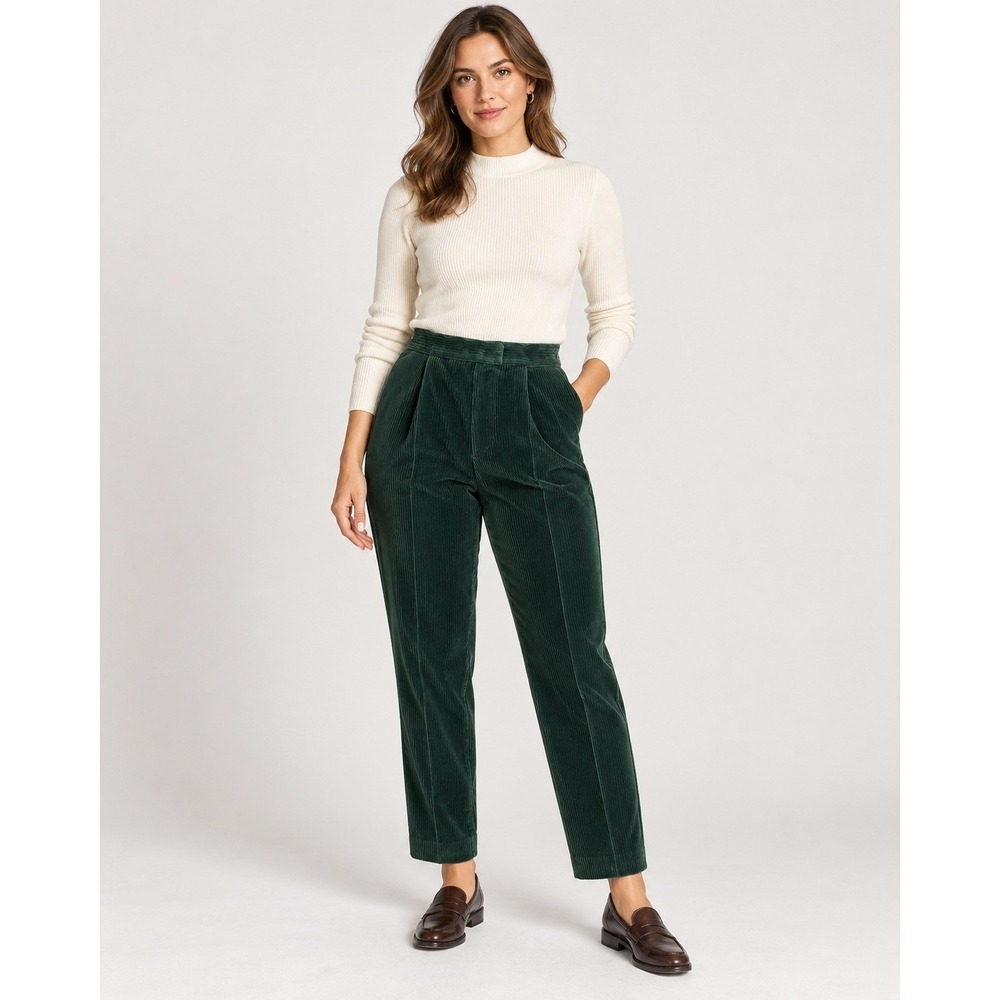 Vintage St Michael Marks & Spencer Forest Green Corduroy Trousers UK 12 CAN 10
